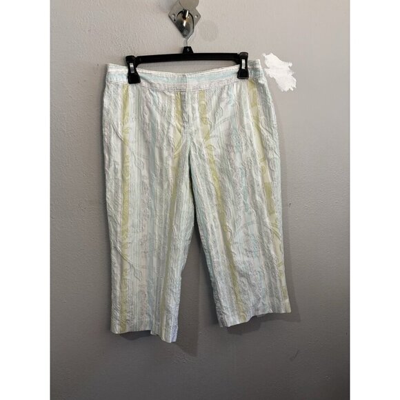 Tommy Bahama Coastal Capri Y2K Pants Striped Paisley Textured Size 4 - Picture 1 of 10